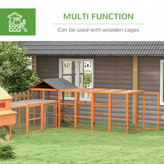 Wooden Chicken Coop Run for 6 - 10 Chickens, Hen House Add-On with Storage, Perches, 141.75" x 48" x 61", Orange