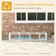 Wooden Cat Run With Weather Protection, Connecting Inside And Outside