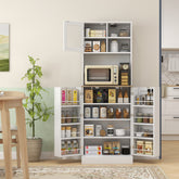 66.5" Tall Kitchen Pantry Cabinet, Kitchen Hutch, Microwave Cabinet with Adjustable Shelves for Dining Room, White