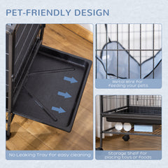Small Animal Cage with Wheels, Pet Playpen for Rat, Syrian Hamster, Kitten, Ferrets, Chinchillas with Bottom Storage Shelf, Removable Tray, Ramp, 31.5" x 20.5" x 33.1"