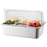 Countertop Food Serving Display Container 6 Pan Condiment Dispenser With Lid