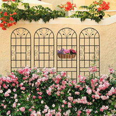 4 Pack Metal Garden Trellis 86.7" X 19.7" Rustproof Trellis For Climbing Plants Outdoor Flower Support Black