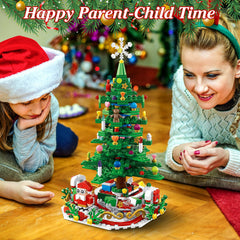 Year Christmas Tree Building Set With LED Light Tabletop Christmas Building Block 24 Days Christmas Countdown Calendar For Boys Girls 3-6