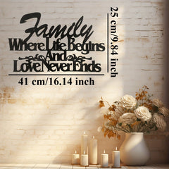 Where Life Begins, Love Never Ends Vintage Metal Wall Sign