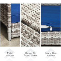 Pet House Wicker, for Indoor/Outdoor Rattan Furniture, with Water-Resistant and Removable Cushions, Elevated Bottom, Dark Blue
