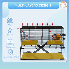 31" Hamster Cage with Tube and Tunnel, Deep Glass Bottom