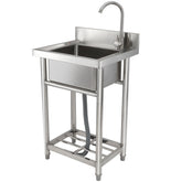 Stainless Steel Utility Sink, 1 Compartment Free Standing Small Sink Include Faucet & Legs, 16 X 13 X 8.7 In Commercial Single Bowl Sinks For Garage, Restaurant, Kitchen, Laundry