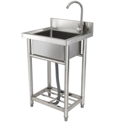 Stainless Steel Utility Sink, 1 Compartment Free Standing Small Sink Include Faucet & Legs, 16 X 13 X 8.7 In Commercial Single Bowl Sinks For Garage, Restaurant, Kitchen, Laundry