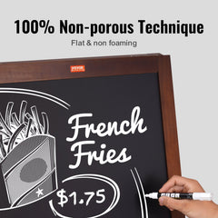 A Frame Chalkboard Sign, Double-Sided Sidewalk Signs, Freestanding Vintage Wooden Chalk Board With Chalks & Magnetic Eraser, Rustic Brown Outdoor Sandwich Board, 20"x40", Kitchen Home Wedding