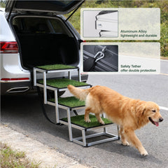Foldable Dog Ramp For Cars, SUVs, Trucks, Portable Pet Dog Stairs For Large Dogs With Non-Slip Surface Reinforced Design, Lightweight Yet Sturdy Supports Up To 250lbs