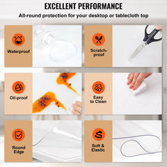 96 X 42 Inch Clear Table Cover Protector, 2mm Thick Clear Desk Protector Table Pads, Plastic Tablecloth Table Protector For Dining Room Table
