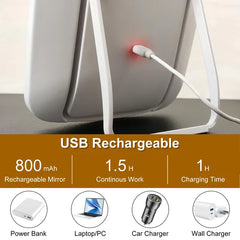 5.98x8.62in Lighted Makeup Mirror Vanity Desk Mirror Small LED Mirror With 3 Light Colors Touch Screen Brightness Adjustable USB Rechargeable