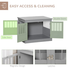 PawHut Wooden Dog Crate End Table, Dog Crate Furniture With Triple Doors, Puppy Crate For Small Dogs Indoor Use, Dark Gray
