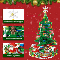 Year Christmas Tree Building Set With LED Light Tabletop Christmas Building Block 24 Days Christmas Countdown Calendar For Boys Girls 3-6