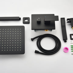 Matte Black Shower Set System Bathroom Luxury Rain Shower Combination Set Ceiling Mounted Showerhead Showerhead Faucet