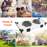 2000W Electric Dual Burner Portable Coil Heating Hot Plate Stove Countertop RV Hotplate With 5 Temperature Adjustments Portable Handles For Food Preparation