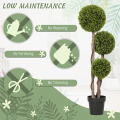 45.3 Artificial Ball Boxwood Topiary Tree Fake Plant In Pot For Indoor Outdoor Living Room Decoration Light Green