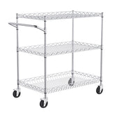 3-Tier Utility Cart Rolling Cart On Wheels 30'x18'x32.4' 661 LBS 6 Hooks