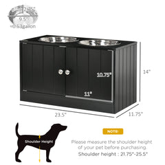Large Elevated Dog Bowls with Storage Cabinet Containing Large 44L Capacity, Raised Dog Bowl Stand Pet Food Bowl Pet Feeding Station, Black