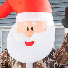 8' Christmas Inflatables Outdoor Decorations Santa Claus Wearing Camouflage, Blow-Up Yard Christmas Decor with LED Lights Display
