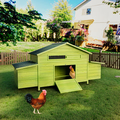 11.12 Ft Large Wooden Chicken Coop With 2 Free Range Doors 2 Nesting Boxes Perch Outdoor Hen House Poultry Cage