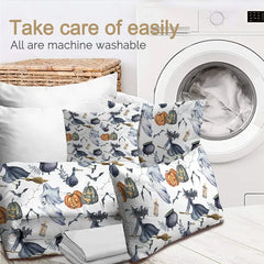 8pcs Halloween Comforter Set, Witch Pattern Bed In A Bag Bedding With Comforter Sheet Sham - 1 Comforter, 2 Pillow Shams, 1 Flat Sheet, 1 Fitted Sheet, 1 Cushion Cover, 2 Pillowcases All Season