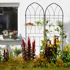2 Pack Metal Garden Trellis 78.7" X 19.7" Rustproof Trellis For Climbing Plants Outdoor Flower Support Black