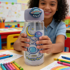 Astronaut Cat Plastic Bottle 400ml-Purple