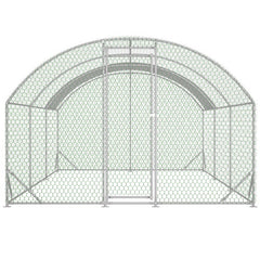 Large Chicken Coop Metal Chicken Run With Waterproof And Anti-UV Cover, Dome Shaped Walk-in Fence Cage Hen House For Outdoor And Yard Farm Use, 1 Tube Diameter, 9.84 X 19.68 X 6.56
