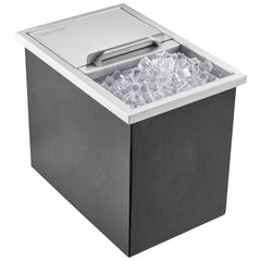 Drop In Ice Chest, 18'L X 12'W X 14.5'H Stainless Steel Ice Cooler, Commercial Ice Bin With Sliding Cover, 40.9 Qt Outdoor Kitchen Ice Bar, Drain-pipe And Drain Plug Included, For Cold Wine Beer