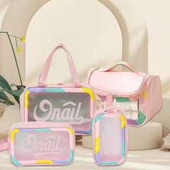 Upgraded Black Simple Bathroom Essential Toiletry Bag Four-piece Set