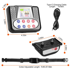 1Set 990FT Range Dog Wireless Fence Remote Training Collar IPX6 Waterproof Receiver With 0-9 Levels Beep Vibration Shock Mode 4 Channels Rechargeable Transmitter System