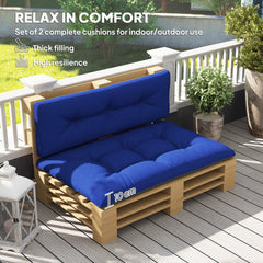 2 Seater Pallet Cushions Outdoor 3.9 Thick Replacement Cushions - Tufted Design For Garden, Patio, Navy Blue