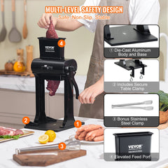 Commercial Meat Tenderizer, Heavy Duty Stainless Steel Meat Tenderizer Machine, Quick And Easy Manual Operation Kitchen Tool, 5.8' Feed Port For Beef, Turkey, Chicken, Pork, Steak, And Fish