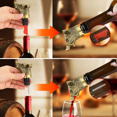 Wild Boar Head Wine Pourer - Vacuum Sealing, Wine Spout, Stopper For Cocktails, Whiskey, Wine Bottles, Perfect Gift For Any Occasion