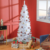 6 FT Artificial Christmas Tree Pencil Xmas Tree with Stand, 618 Tips, Holiday Home Indoor Decoration for Party, White