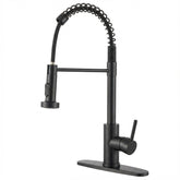 Industrial Kitchen Faucet With Pull Down Sprayer, Single Handle Stainless Steel Kitchen Faucet, 1 Or 3 Hole Installation, Farmhouse Style, Matte Black