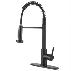 Industrial Kitchen Faucet With Pull Down Sprayer, Single Handle Stainless Steel Kitchen Faucet, 1 Or 3 Hole Installation, Farmhouse Style, Matte Black