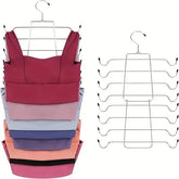 8-Layer Space-Saving Stainless Steel Underwear & Bras Organizer Hanger - Polished Metal Clothes Hanger With Anti-Slip Design, Vertical Hanging Storage For Wardrobe, Closet Organization, Hangers For Cl