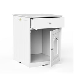 Wooden Pet House Cat Litter Box Enclosure, Side Table, Indoor Crate