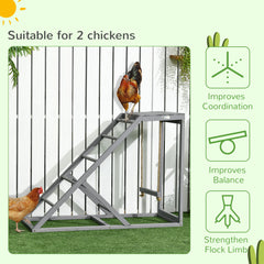 Chicken Activity Play for Healthy & Happy Animals, Swing Set with Chicken Perches & Hen Ladder, Chicken Coop Toy, Gray