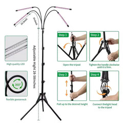 Full Spectrum Indoor Plant Grow Light With Adjustable Stand – 80 LEDs Floor Plant Lamp, 5 Dimming Levels (20%-100%), 3/9/12H Auto On/Off Timer, Height Adjustable Growing Light For Houseplants