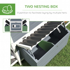 156" Extra Large Wooden Chicken Coop with 2 Nesting Box, Run Cage, Waterproof Wave Roof, for 10-15 Chickens, Light Gray
