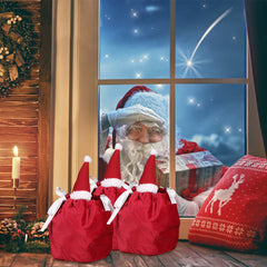 5 Packs Christmas Treat Bags With Drawstring 3D Xmas Santa Hat Gift Wrapping Bags Velvet Candies Goodie Bag For Christmas Birthday Wedding Party Favor Supplies