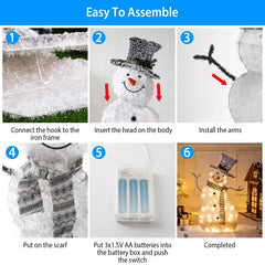 1Pc LED Christmas Snowman Decoration Light Collapsible Battery Operated Lighted Snowman Indoor Outdoor Garden Light With Removable Hands Scarf