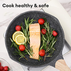 JEETEE 8 Inch Nonstick Frying Pan, Stone Coating Cookware, Nonstick Omelette Pan With Heat-Resistant Handle, Induction Skillet For Eggs