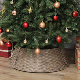 27 inch Rustic Christmas Tree Skirt, Plastic Woven Christmas Tree Collar for Party, Holiday, Home Decoration, Coffee