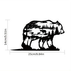 Dark Gothic Black Metal Bear Silhouette Wall Art - Forest