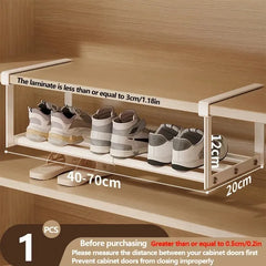Adjustable And Expandable Shoe Rack, Stackable Iron Shoe Rack, Space Saving Hanging Rack, Suitable For Home Shoe Cabinet Storage, Bottom Basket, Wardrobe, Cabinet, Bathroom Sink C