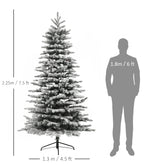 HOMCOM 7.5 Ft Pre-Lit Mountain Pine Artificial Christmas Tree, Snow Flocked Christmas Tree, Hinged Xmas Tree With 500 LED Lights And 1264 Branch Tips For Holiday Party Decoration, Green